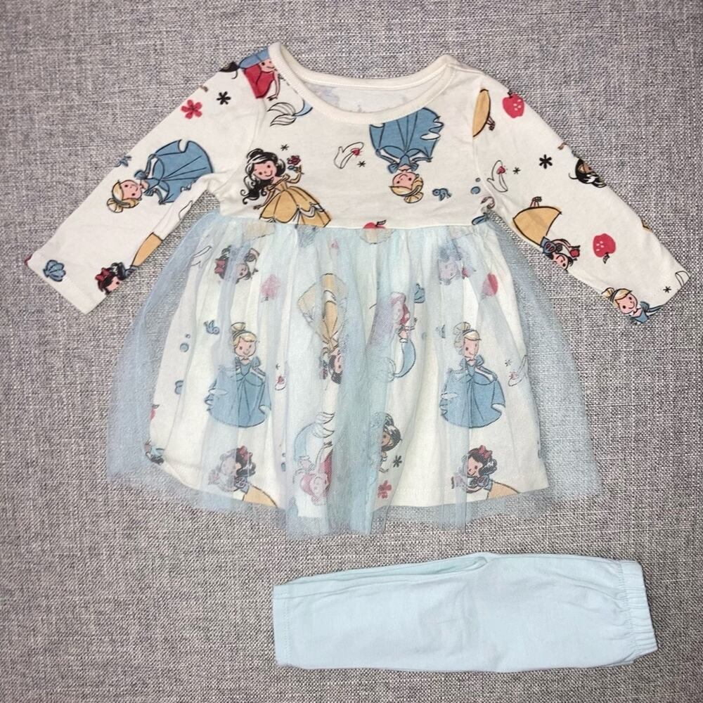 Disney Baby 3-6m Princess tutu dress and leggings set VGUC